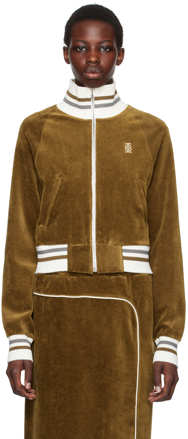 Kijun Brown Embroidered-logo Track Jacket