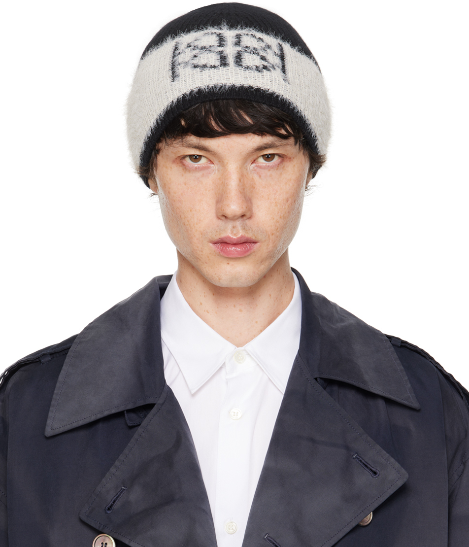 Black & Off-White Emblem Knit Beanie