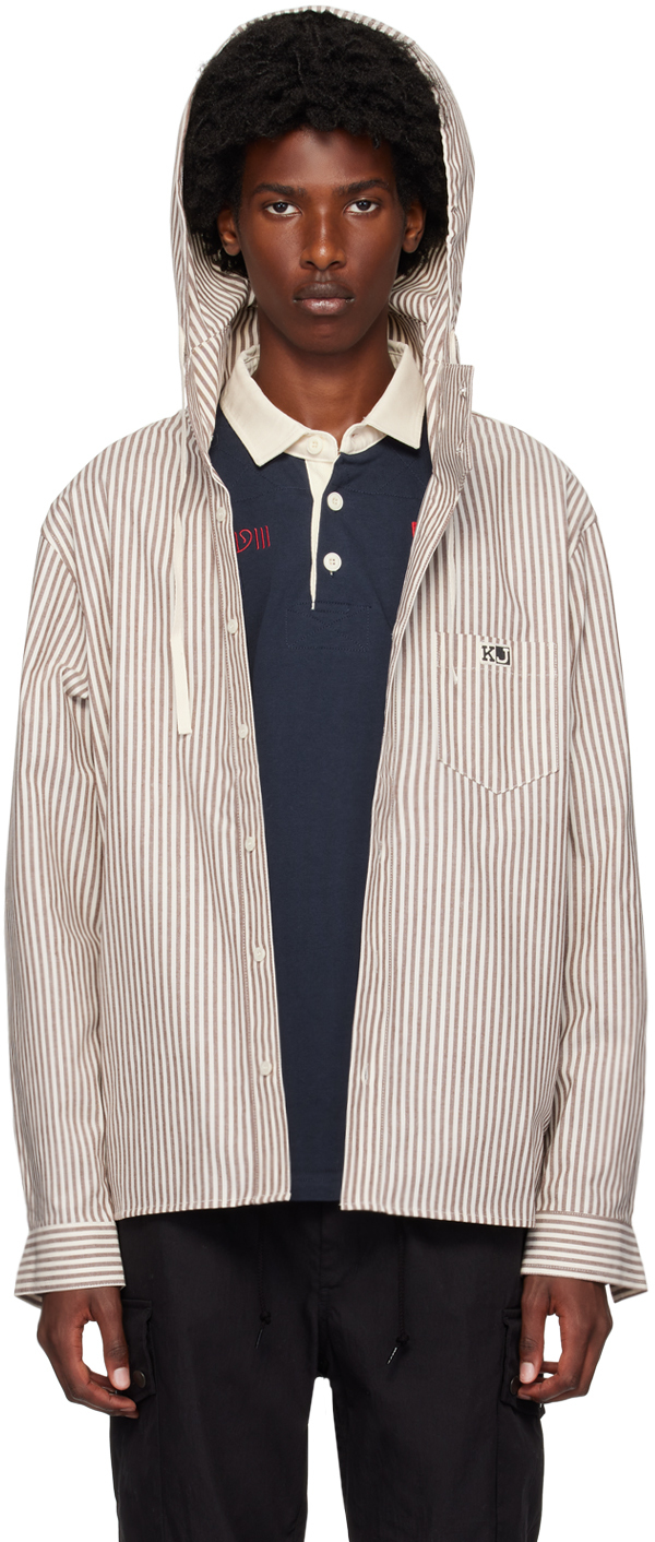 Brown Stripe Hoodie Shirt