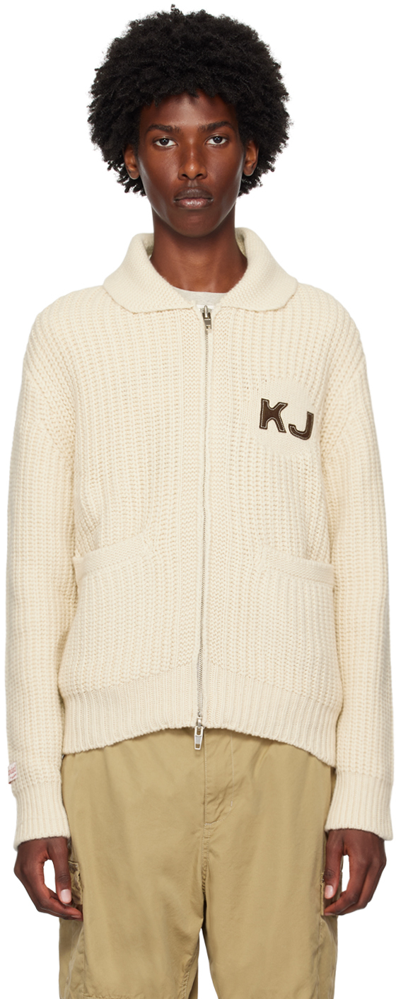 Beige Cowichan Zip Cardigan