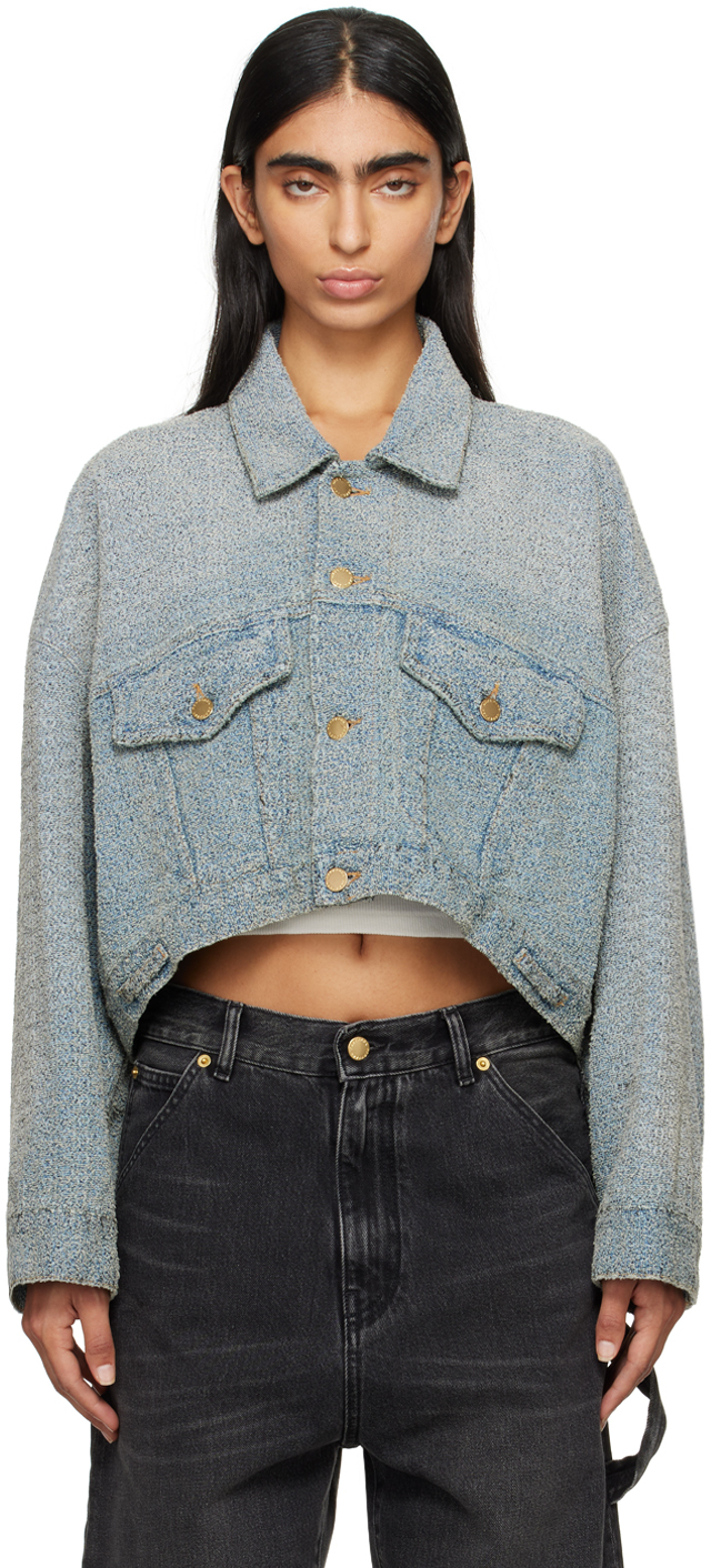 Blue Gigi Bouclé Cropped Jacket