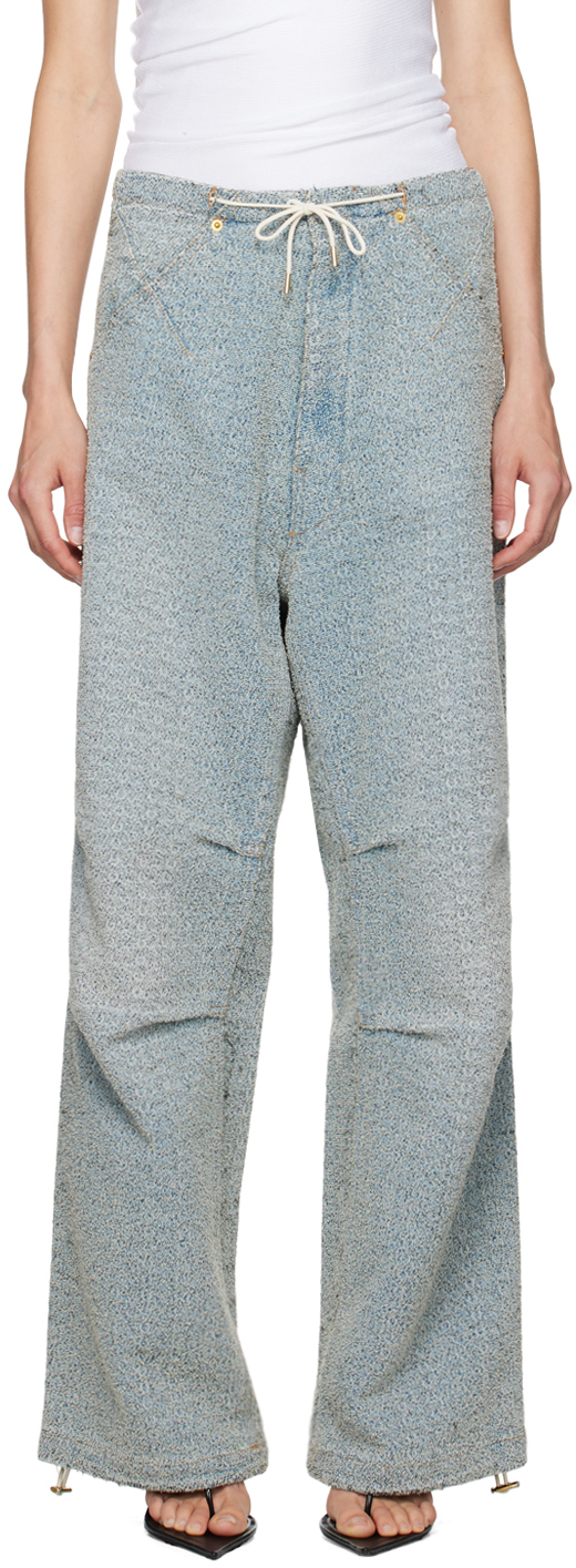 Shop Darkpark Blue Daisy Jeans In Sand Wash