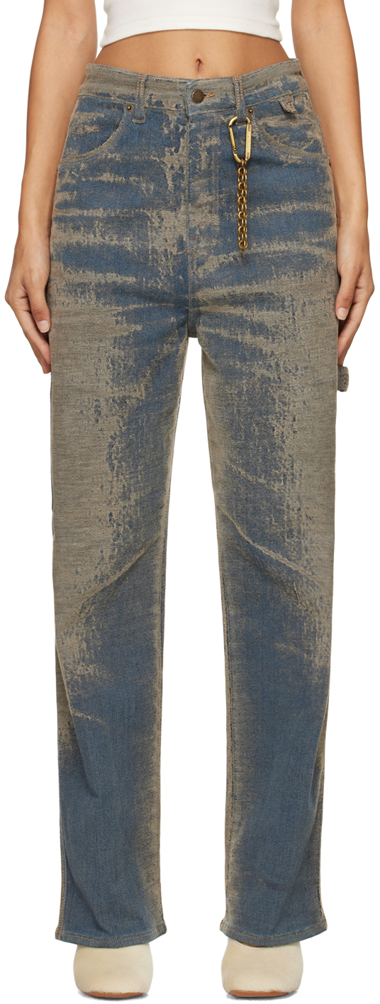 Blue Lisa Jacquard Loose Fit Carpenter Jeans