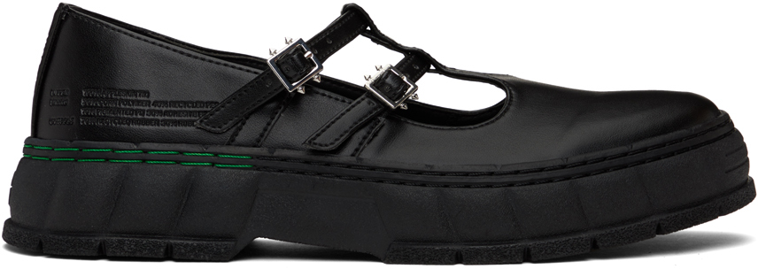 Shop Viron Black 2001 Apple Mary Jane Loafers In 990 Black