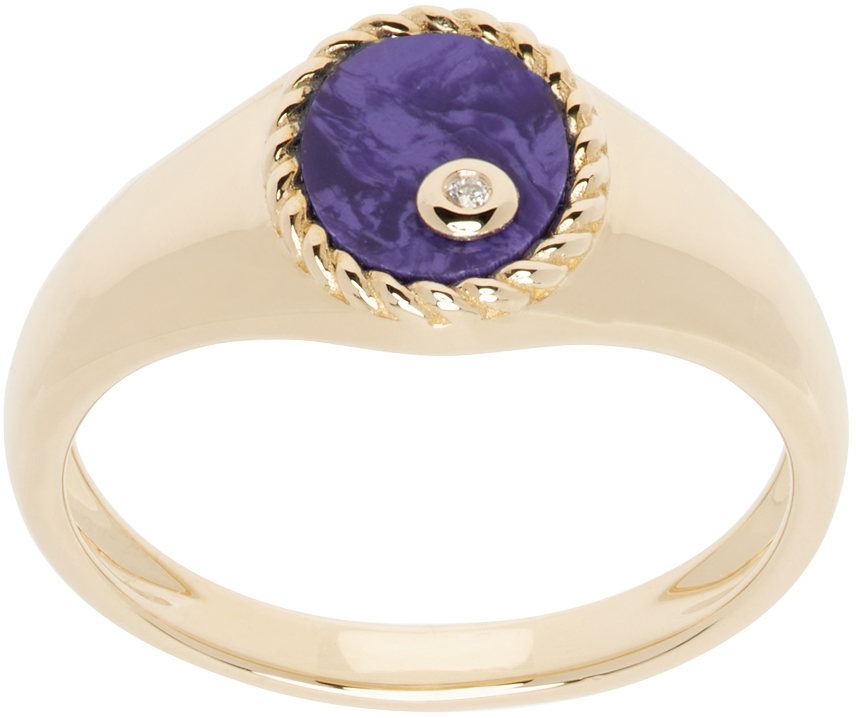 Shop Yvonne Léon Gold Baby Chevalière Ovale Ring In 9k Yellow Gold