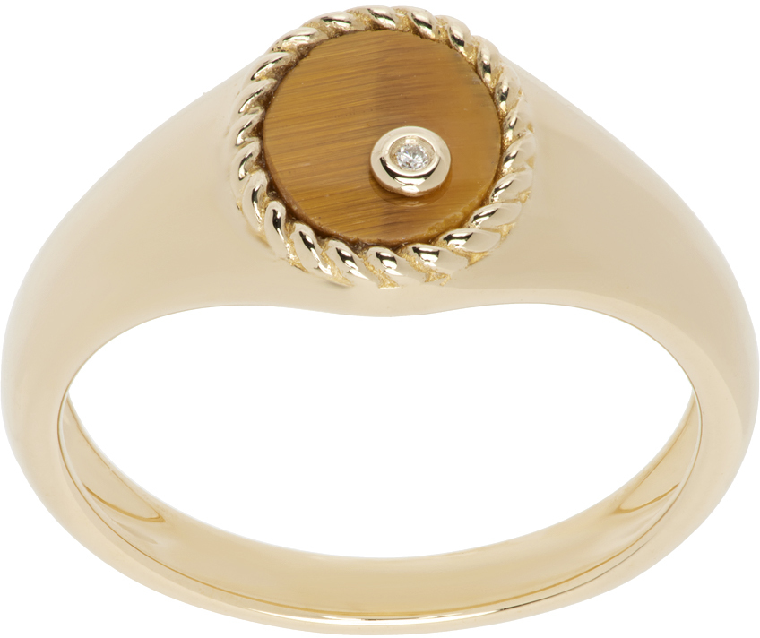 Yvonne Léon Gold Baby Chevalière Ovale Ring In Neutral