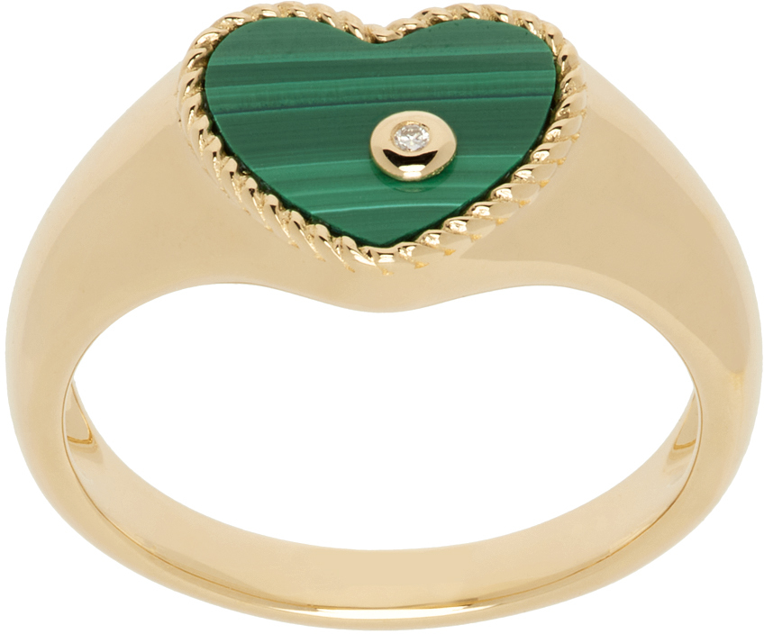 Shop Yvonne Léon Gold Baby Chevalière Cœur Ring In 9k Yellow Gold Mal