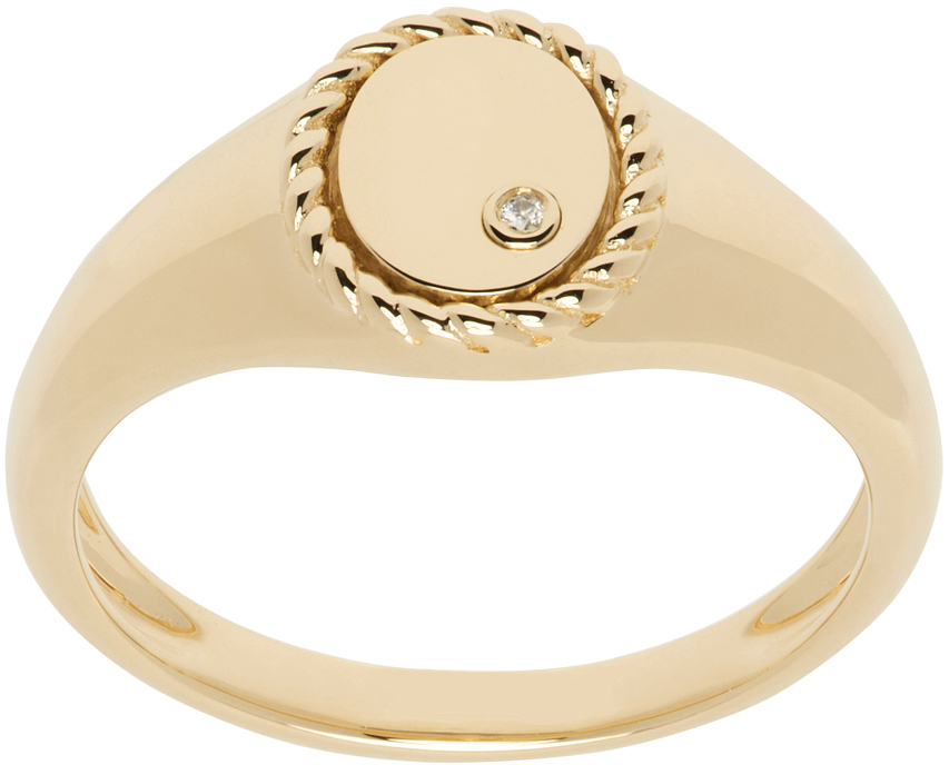 Shop Yvonne Léon Gold Baby Chevalière Ovale Ring In 9k Yellow Gold