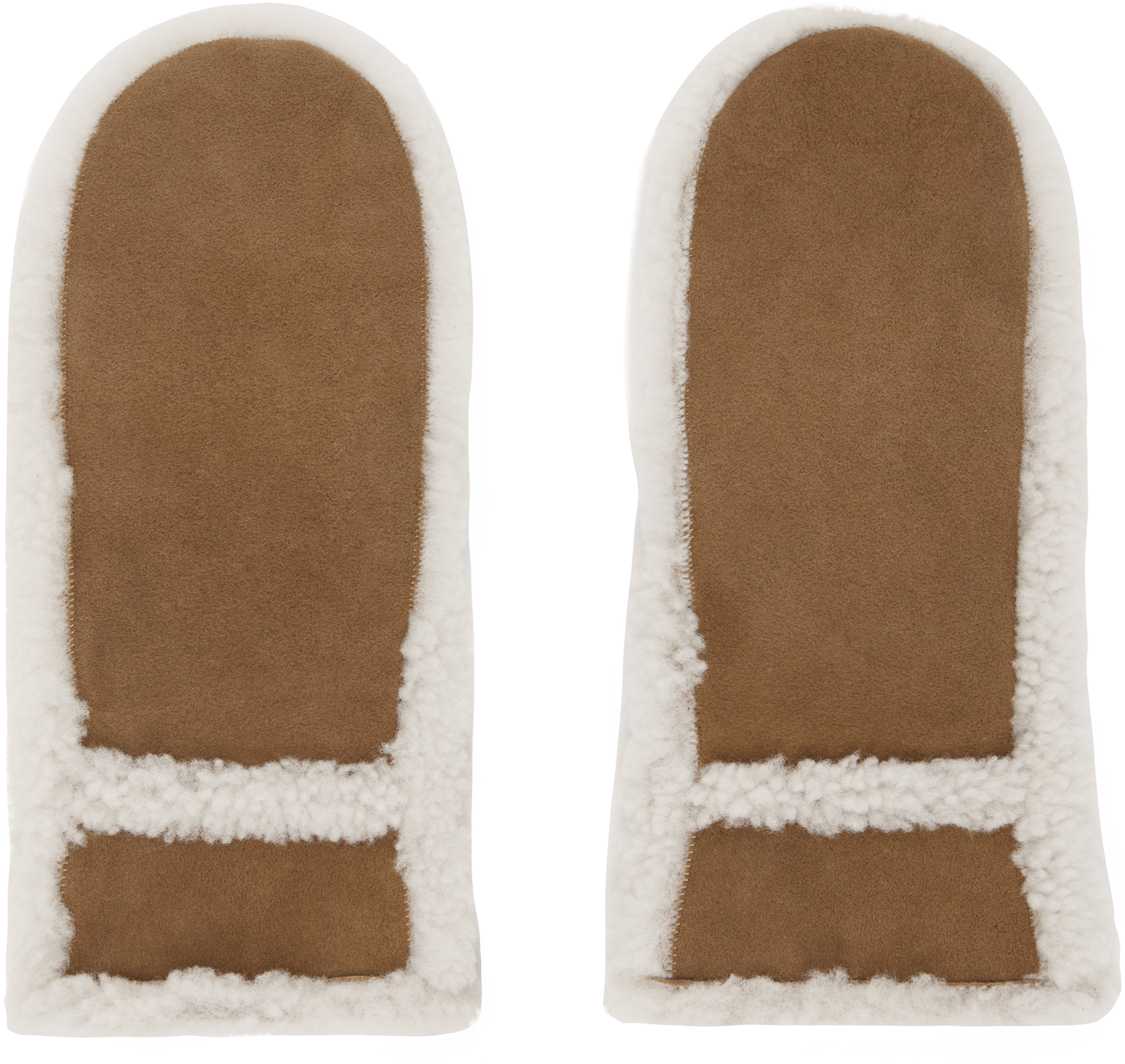 Shop Yves Salomon Tan Suede Shearling Mittens In B2774 Havane/canvas