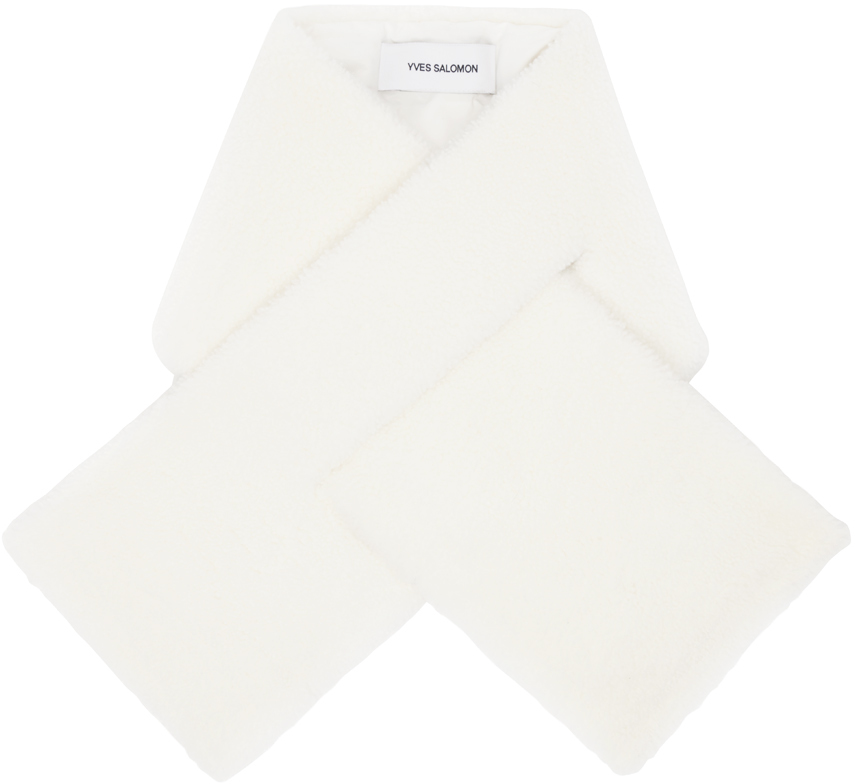 White Technique Down Shearling Scarf