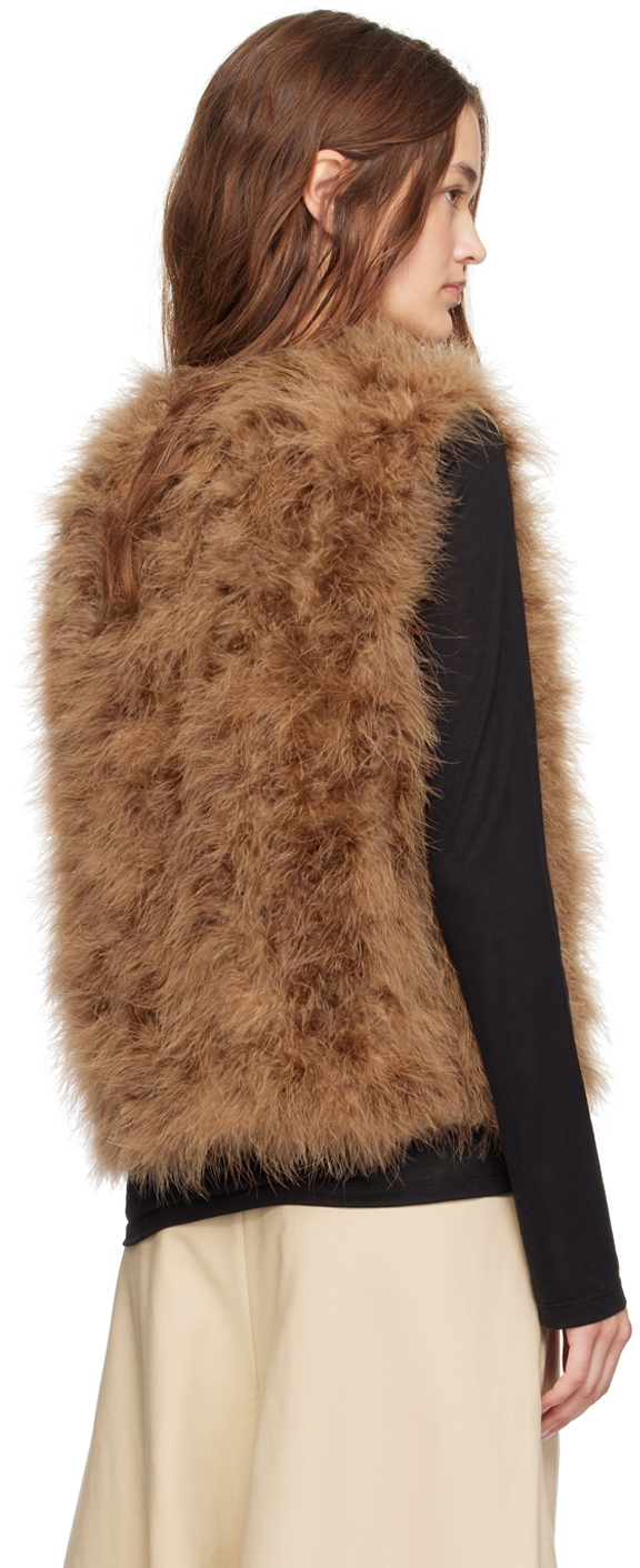 Yves Salomon Brown Feather Vest In A2156 Madeleine