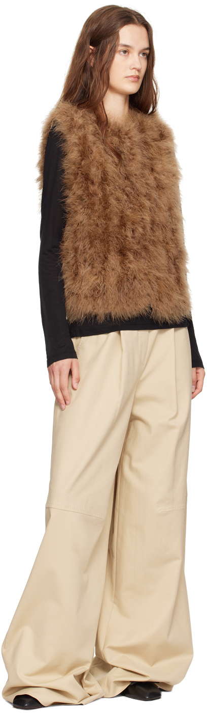 Yves Salomon Brown Feather Vest In A2156 Madeleine