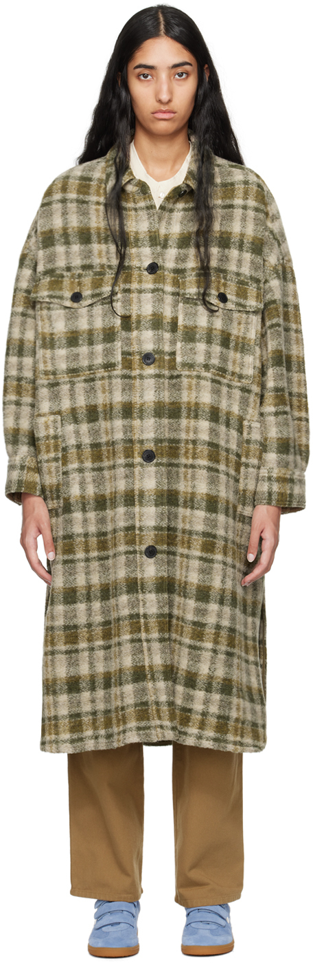 Shop Isabel Marant Étoile Khaki & Beige Fontizi Coat In Kaec Khaki/ecru