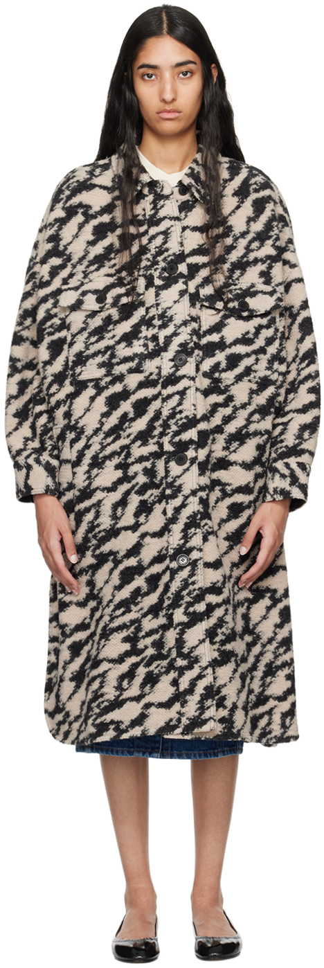 Shop Isabel Marant Étoile Black & Beige Fontizi Coat In Bkbe Black/beige