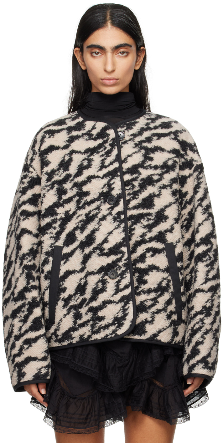 Shop Isabel Marant Étoile Black & Beige Himala Reversible Jacket In Bkbe Black/beige