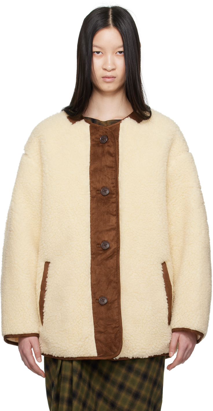 Shop Isabel Marant Étoile Off-white Memma Reversible Coat In 23ec Ecru