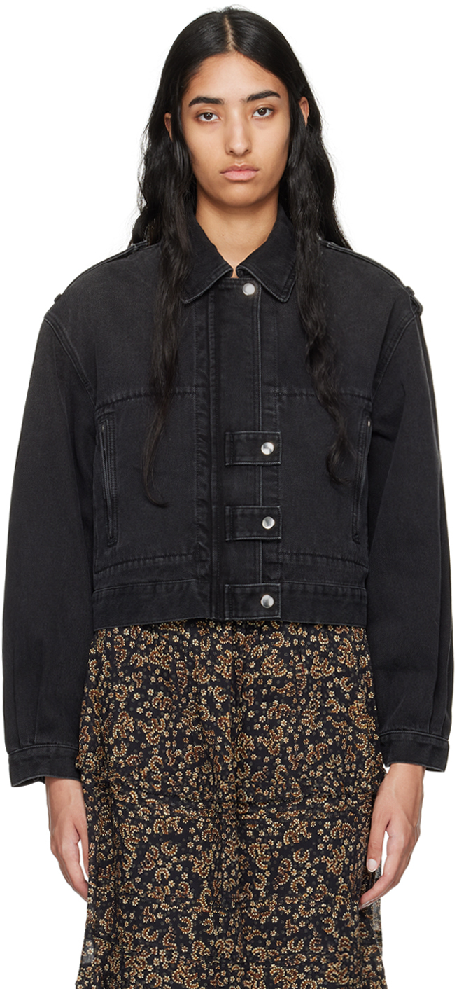 Shop Isabel Marant Étoile Black Julie Denim Jacket In 02fk Faded Black