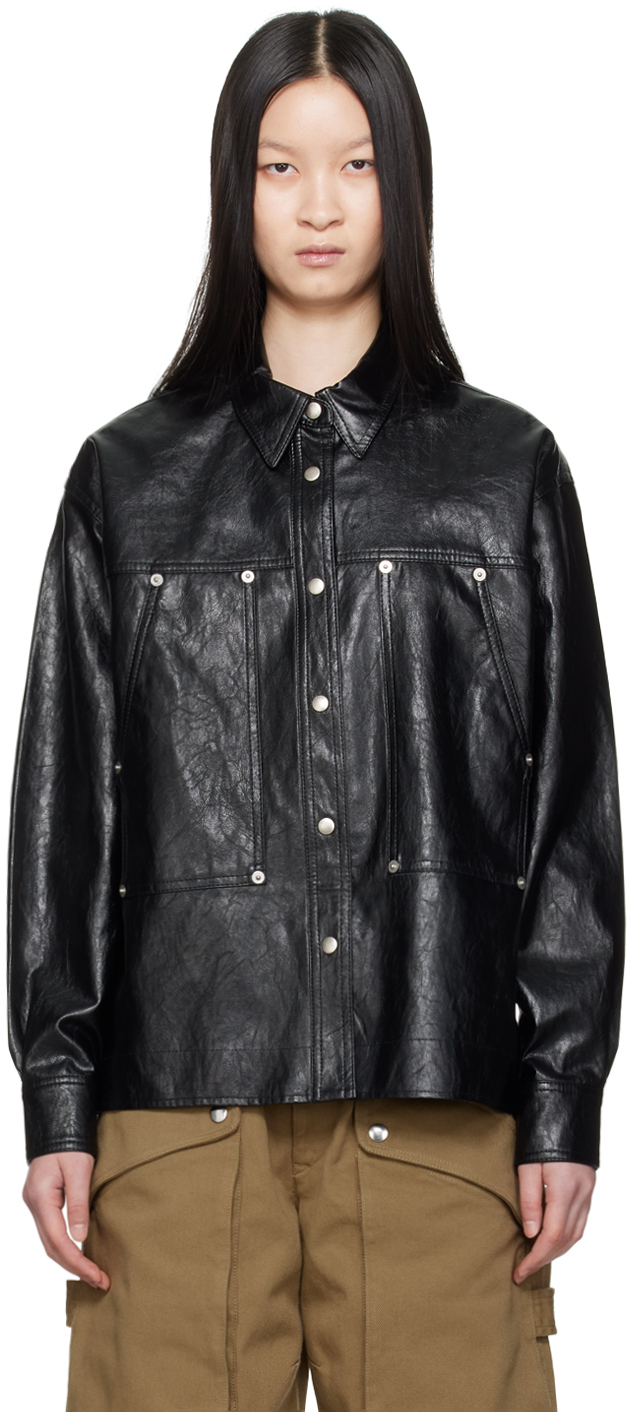 Black Abelia Faux-Leather Shirt