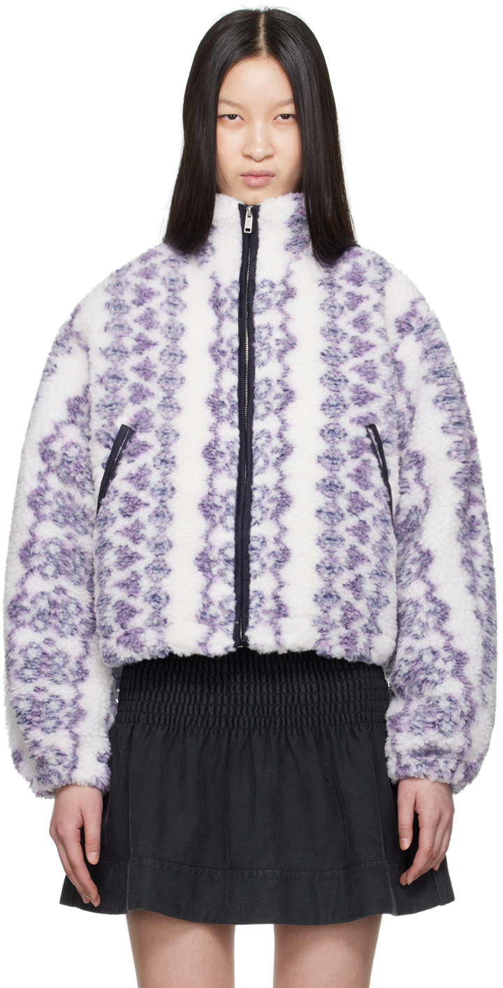 Shop Isabel Marant Étoile Off-white & Purple Mackensy Jacket In Ecpe Ecru/purple