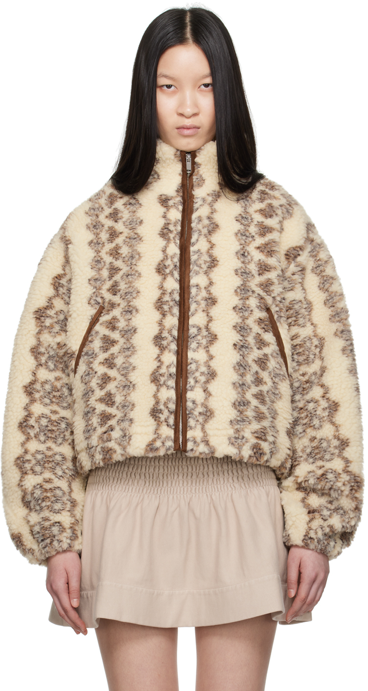 Shop Isabel Marant Étoile Off-white & Brown Mackensy Jacket In Ecbw Ecru/brown