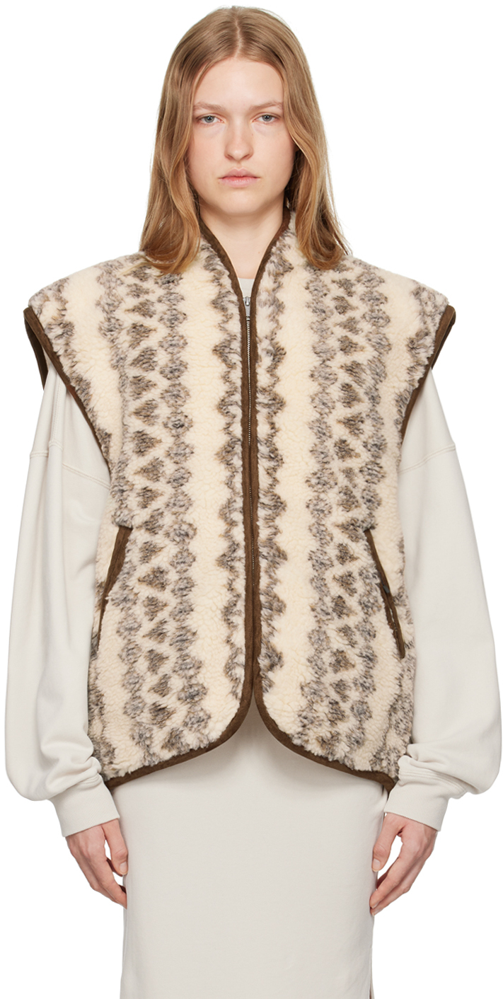 Shop Isabel Marant Étoile Off-white & Brown Maximilia Vest In Ecbw Ecru/brown