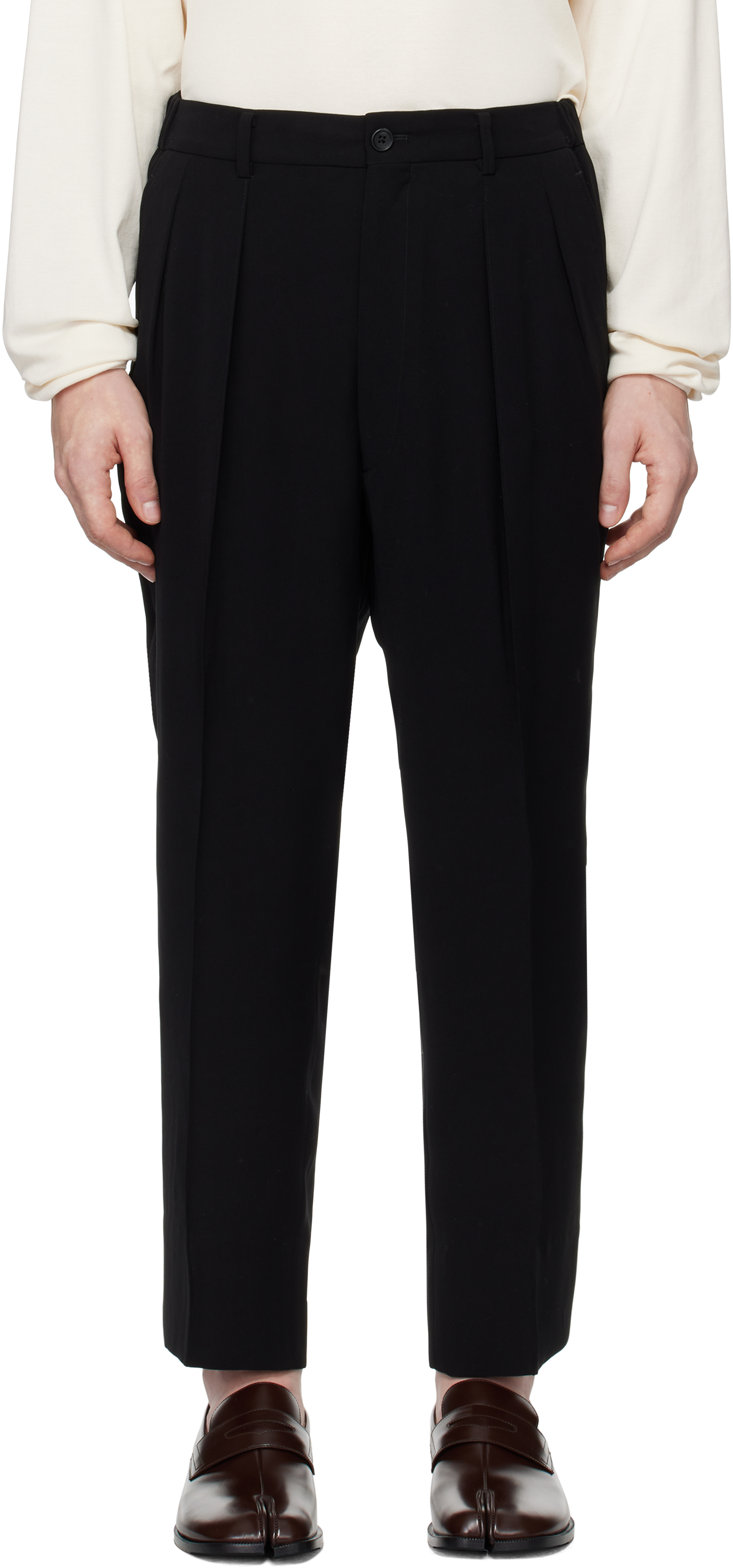 Black Shirring Trousers