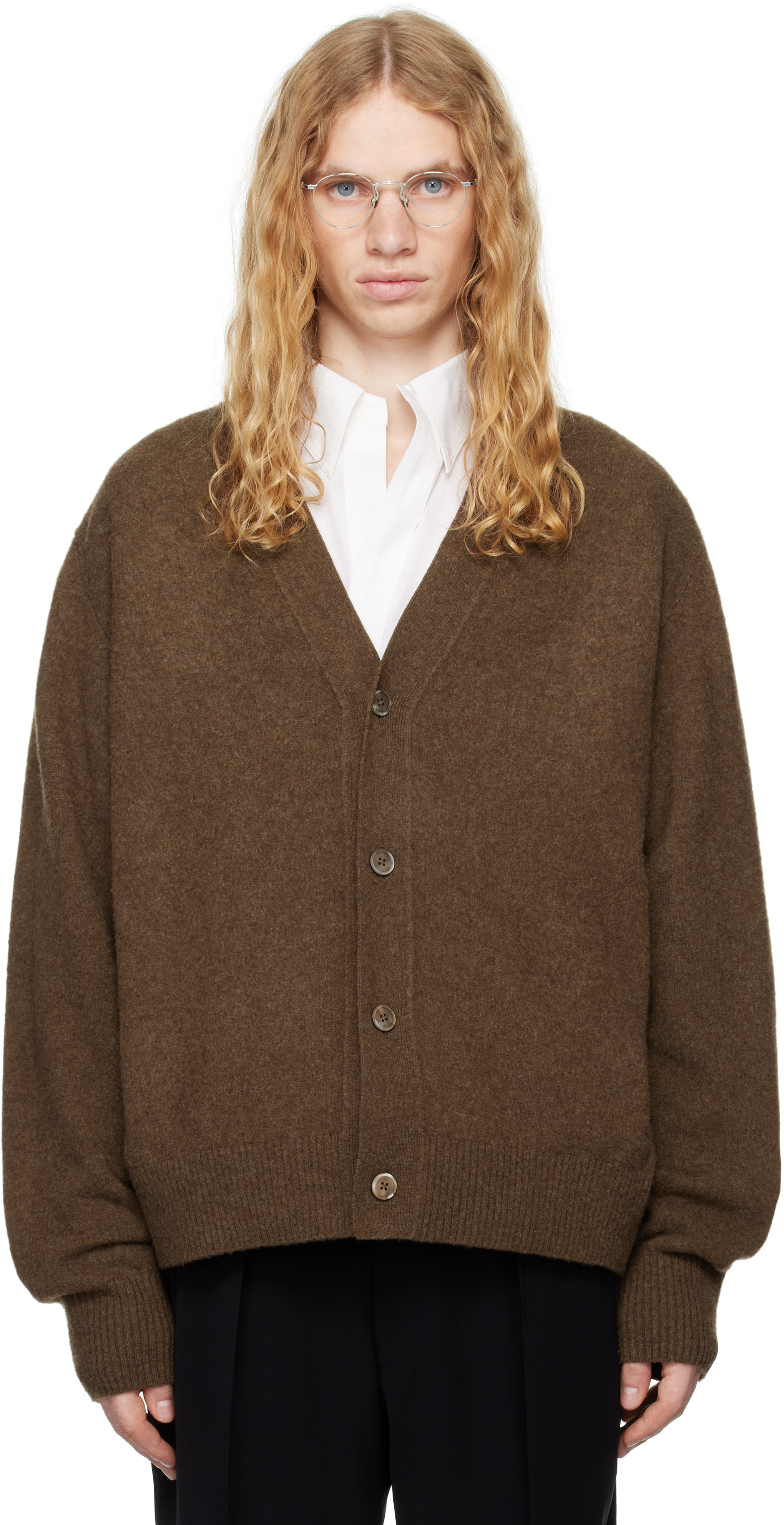 Shop Rainmaker Kyoto Brown Oneside Raglan Sleeve Cardigan In Top Brown