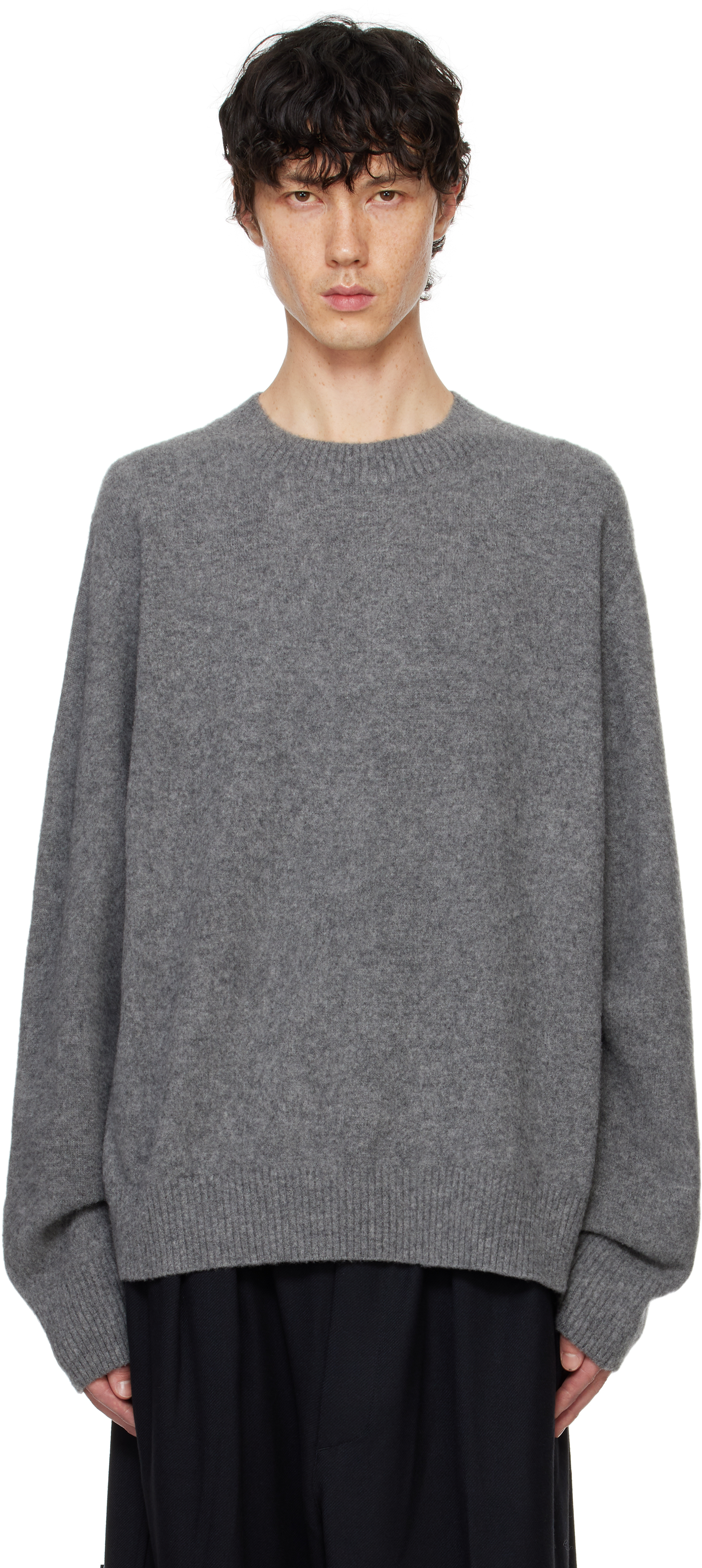 Shop Rainmaker Kyoto Gray Oneside Raglan Sleeve Crew Neck Sweater In Top Gray