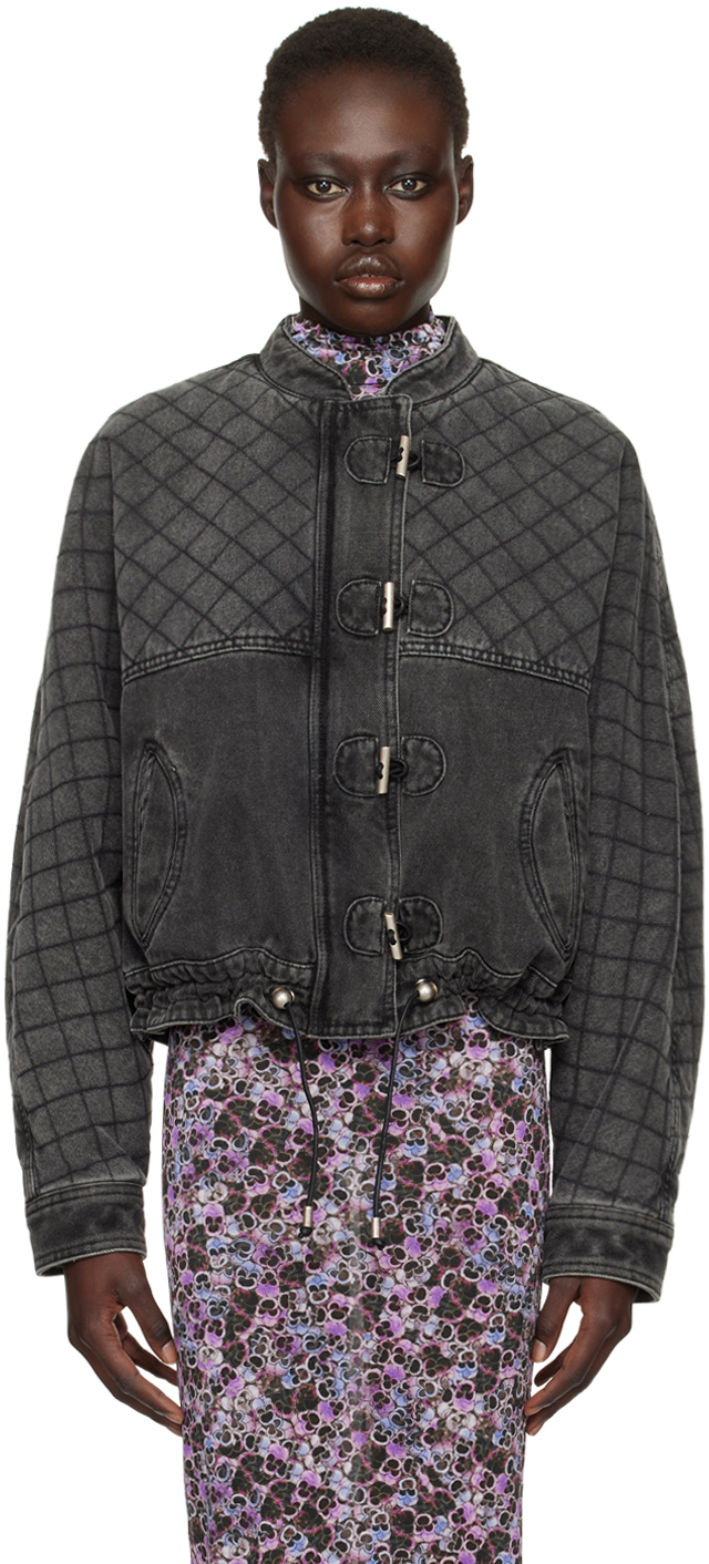 Shop Isabel Marant Gray Celiany Denim Jacket In 02dg Dark Grey