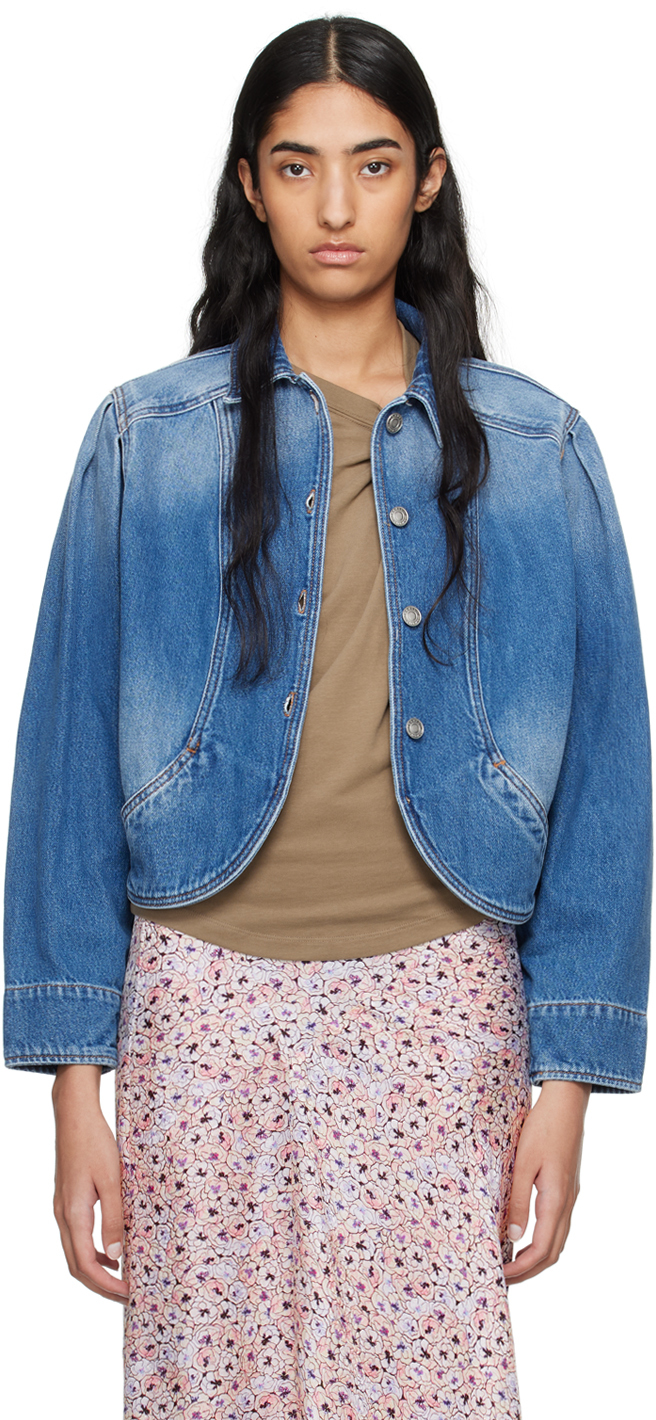 Shop Isabel Marant Blue Valette Denim Jacket In 30bu Blue