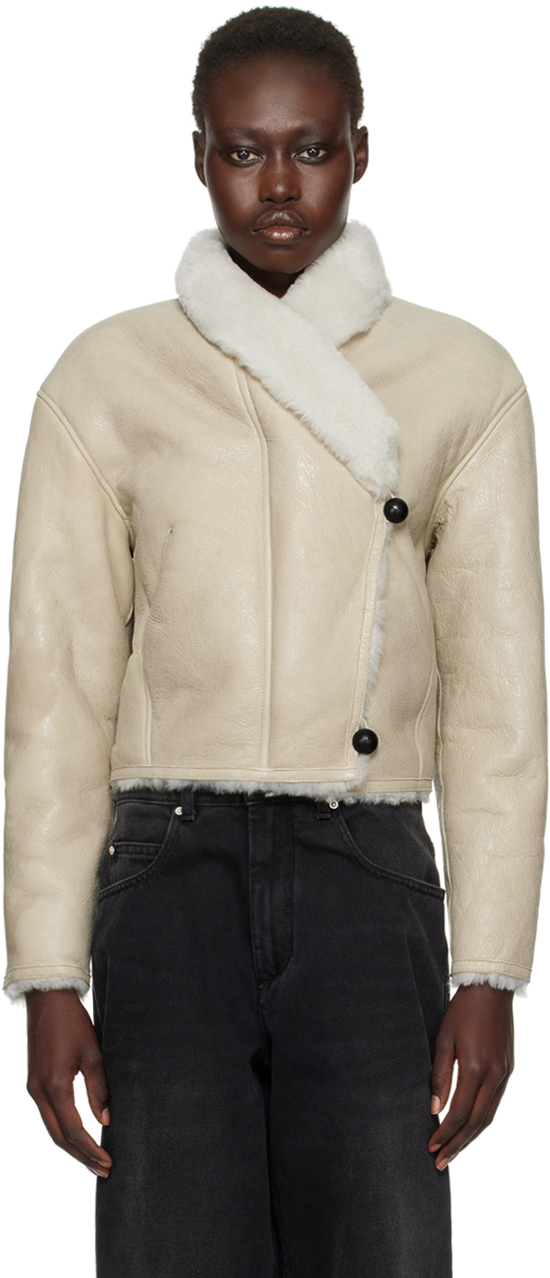 Shop Isabel Marant Beige Eriana Shearling Jacket In 20ck Chalk