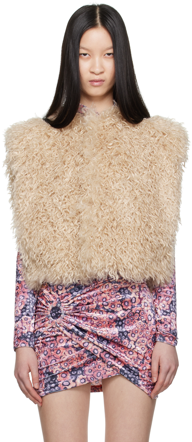 Shop Isabel Marant Off-white Florana Faux-fur Vest In 23ec Ecru