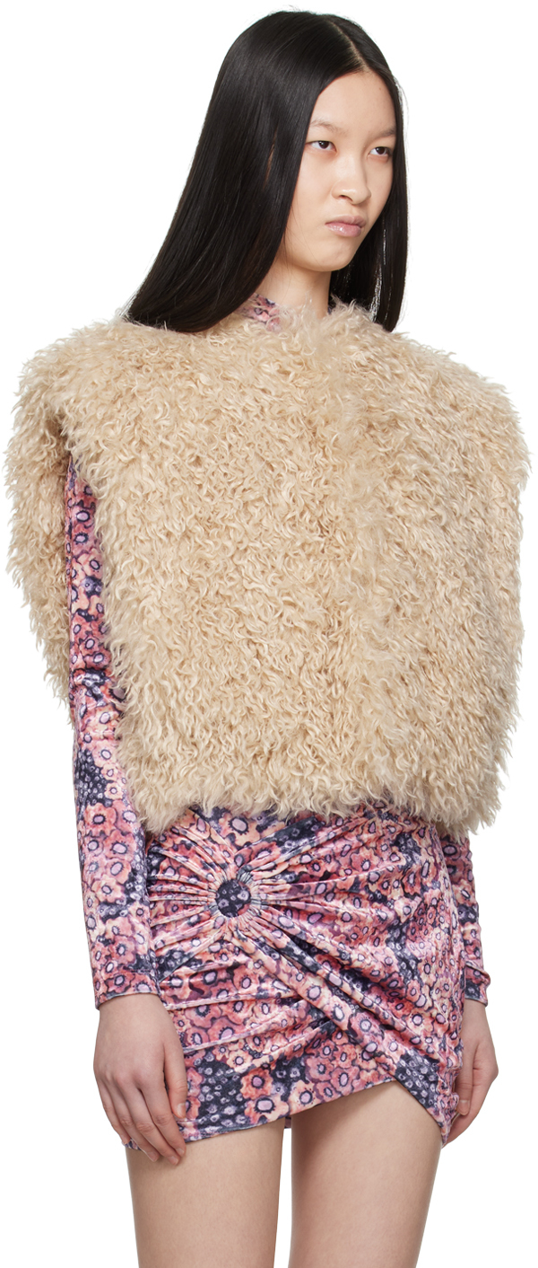 Shop Isabel Marant Off-white Florana Faux-fur Vest In 23ec Ecru