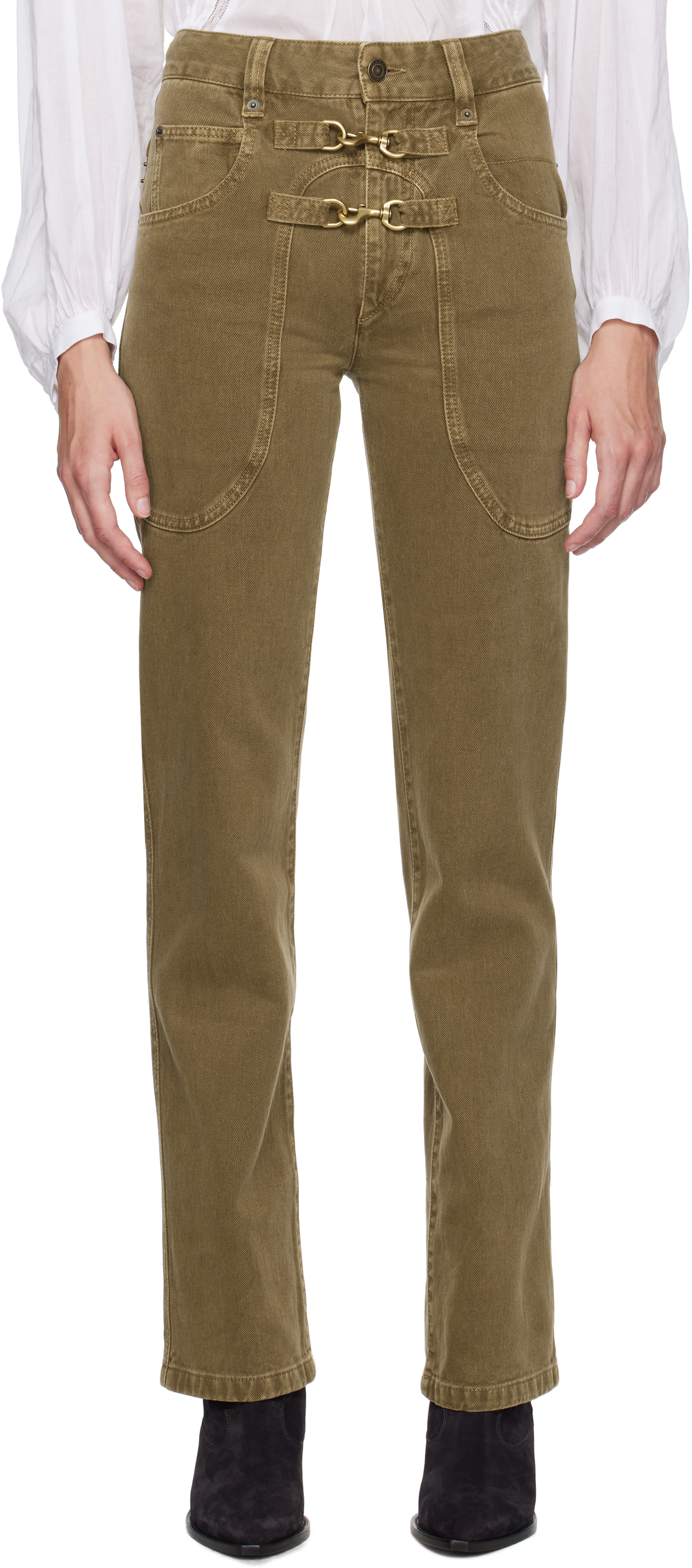 Shop Isabel Marant Khaki Brinley Jeans In Bronze