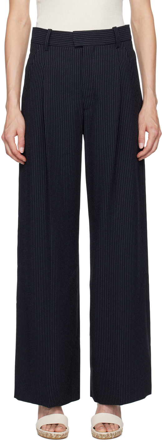 Shop Isabel Marant Navy Romina Trousers In Miec Midnight/ecru