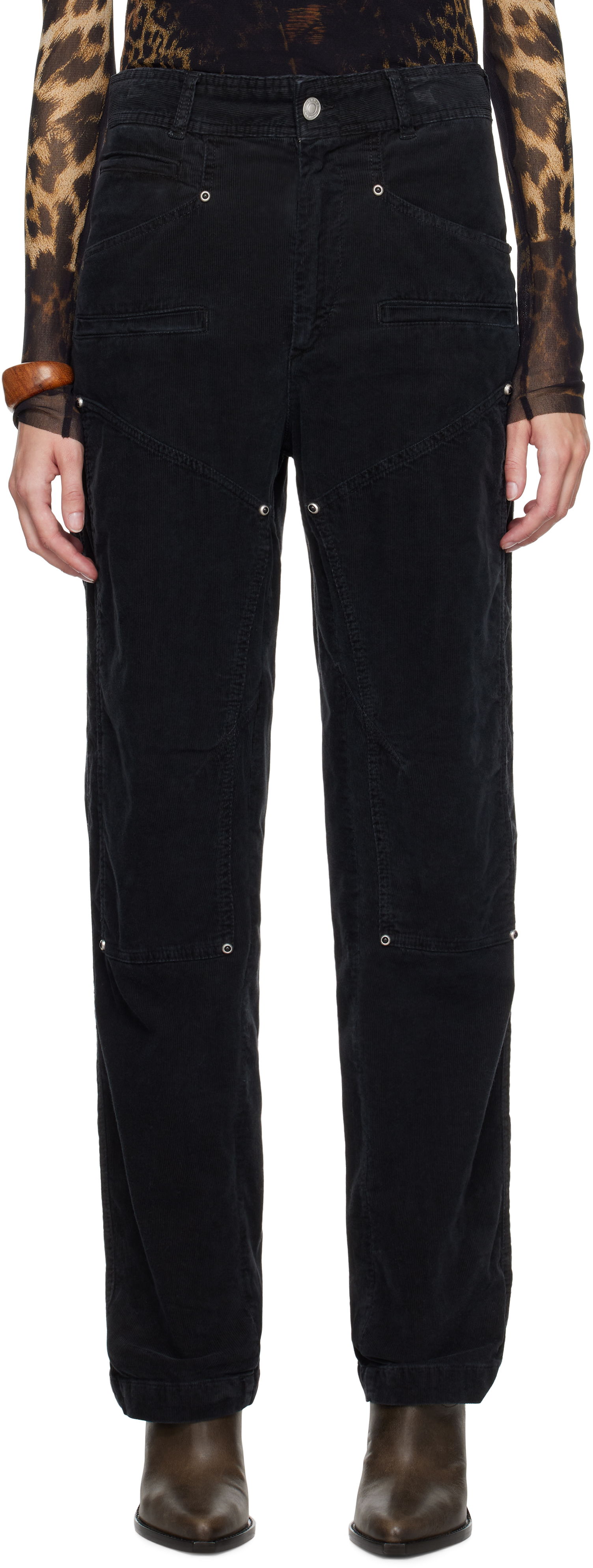 Shop Isabel Marant Black Emmy Trousers In Faded Black