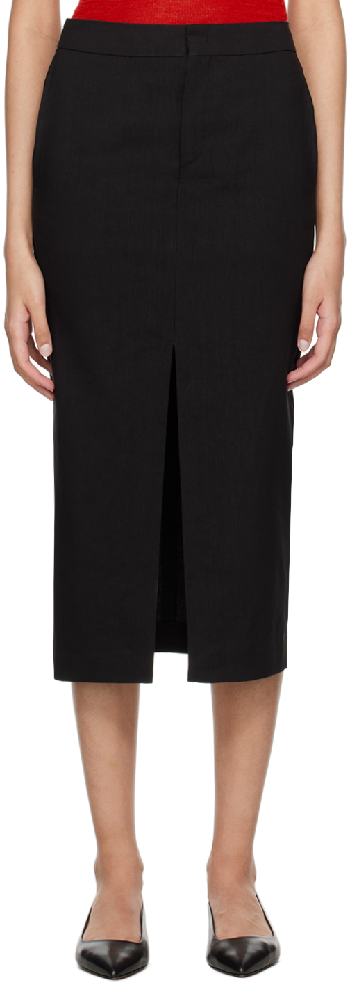 Shop Isabel Marant Black Dixina Midi Skirt In 01bk Black