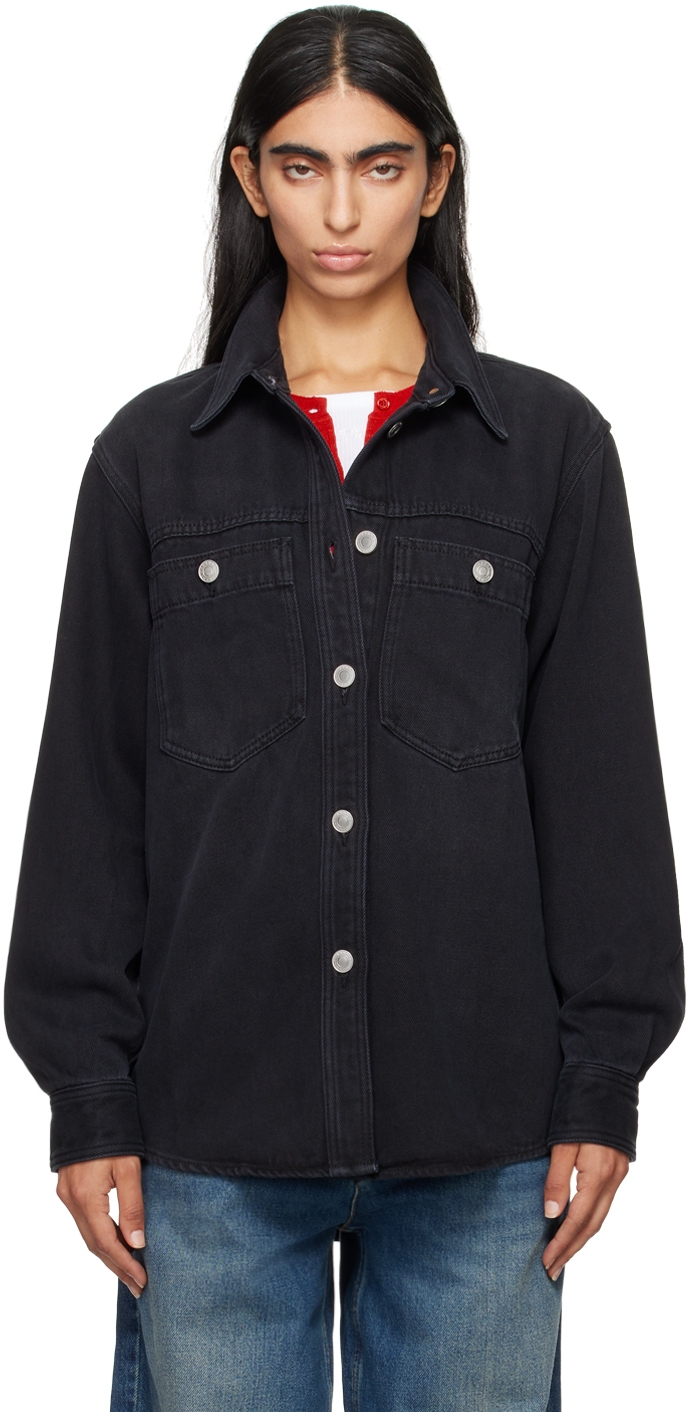 Isabel Marant Black Talbot Denim Shirt In 02fk Faded Black