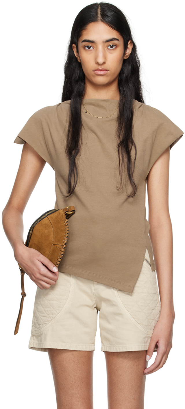 Shop Isabel Marant Khaki Sebani T-shirt In 67lk Light Khaki