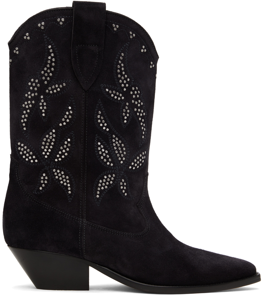 Shop Isabel Marant Black Duerto Boots In Fksi Faded Black/sil