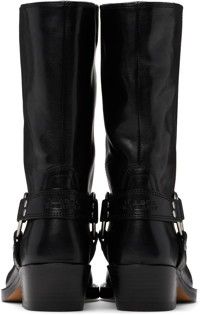 Isabel Marant Antya Leather Cowboy Boots In 01bk Black