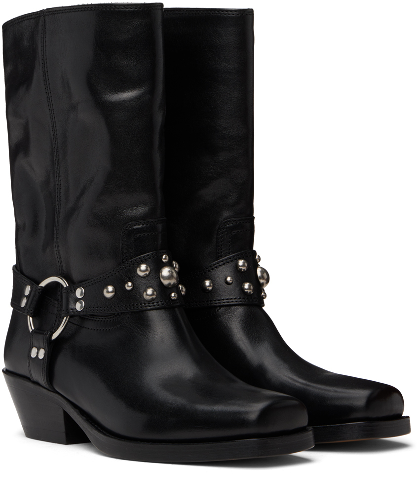 Isabel Marant Antya Leather Cowboy Boots In 01bk Black