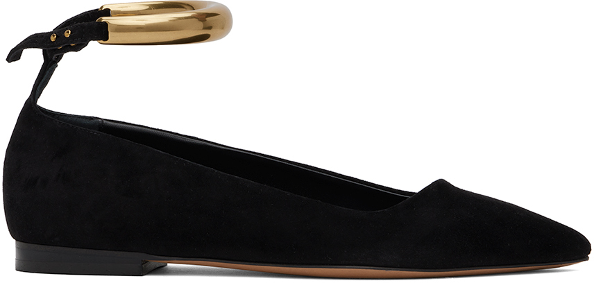 Shop Isabel Marant Black Leanor Ballerina Flats In Bkgo Black/gold