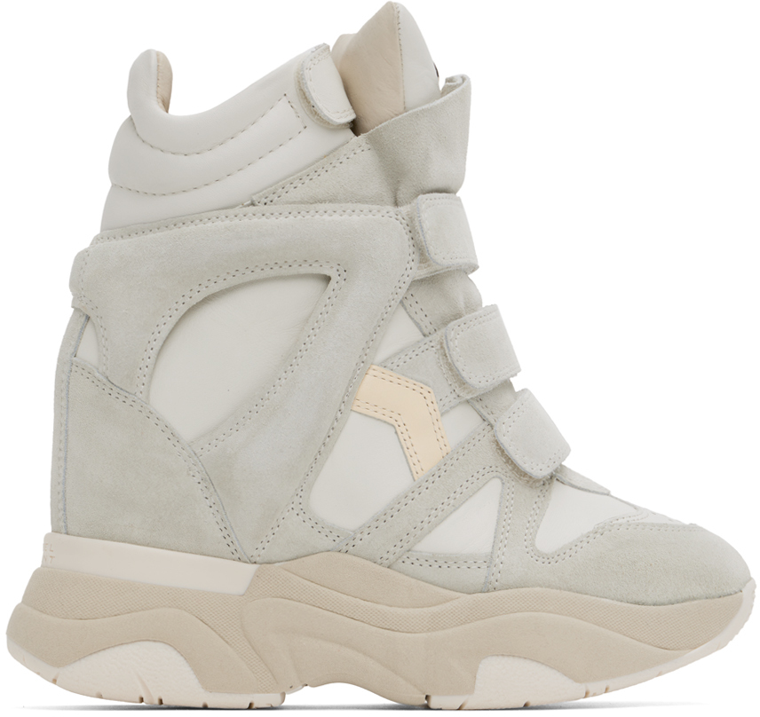 Shop Isabel Marant Off-white & Gray Balskee Sneakers In 20wh White