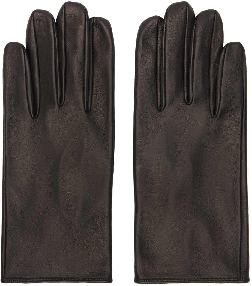 Shop Ernest W Baker Black Leather Gloves