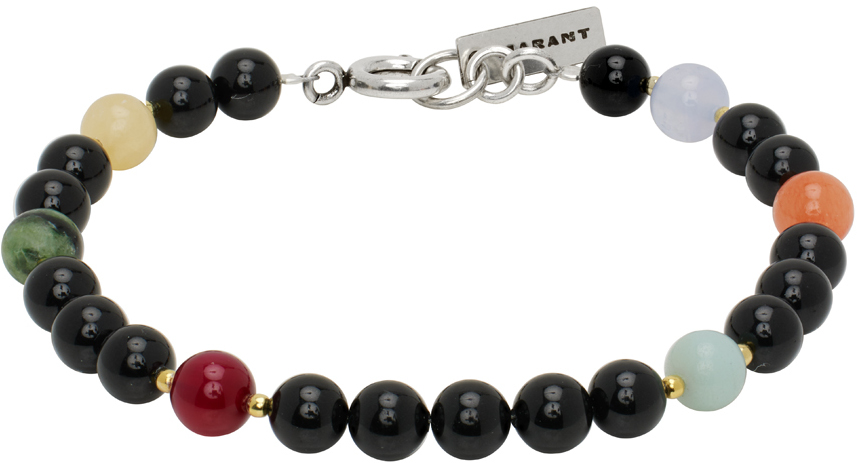 Shop Isabel Marant Black & Multicolor Beaded Bracelet In Black/multicolor