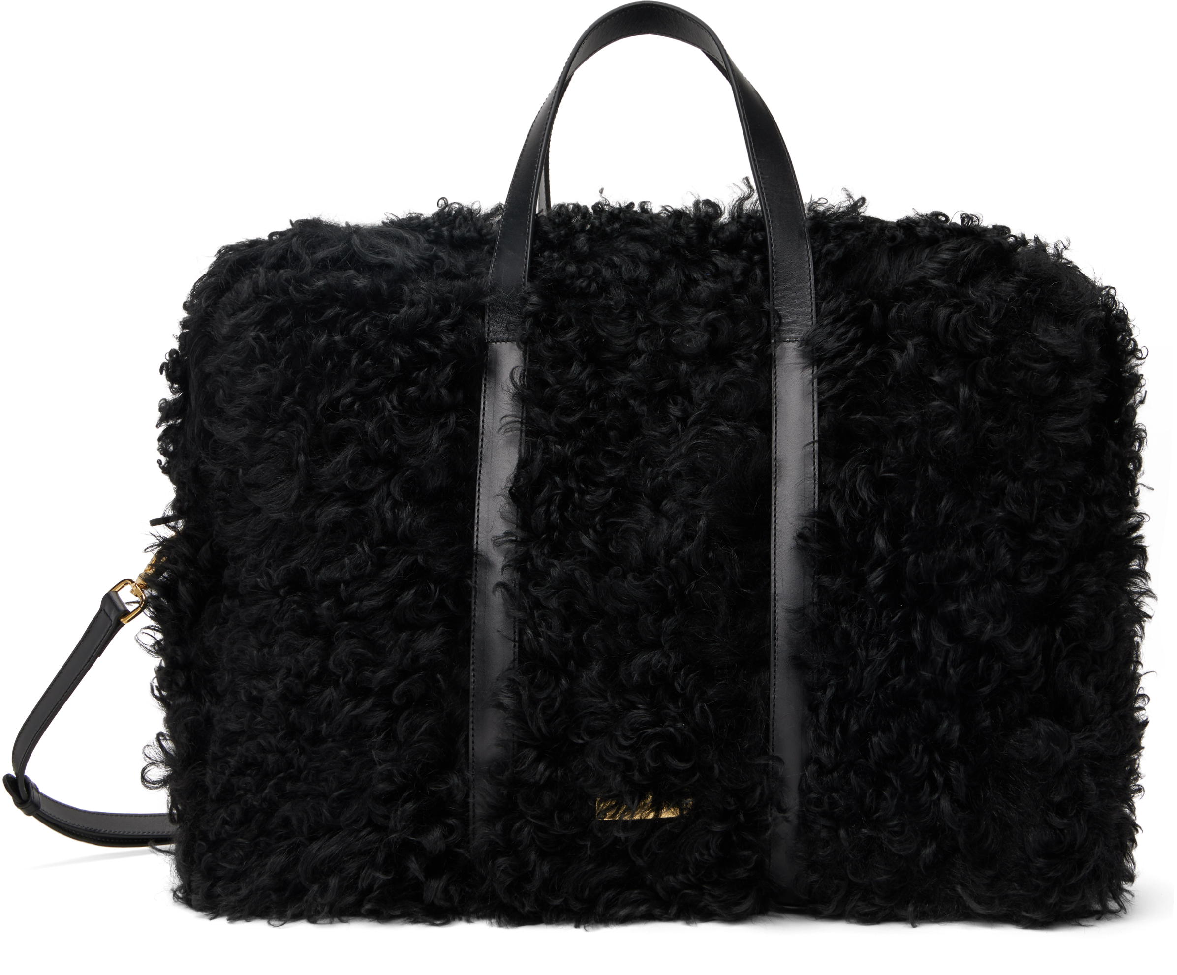 Black Shearling Duffle Bag