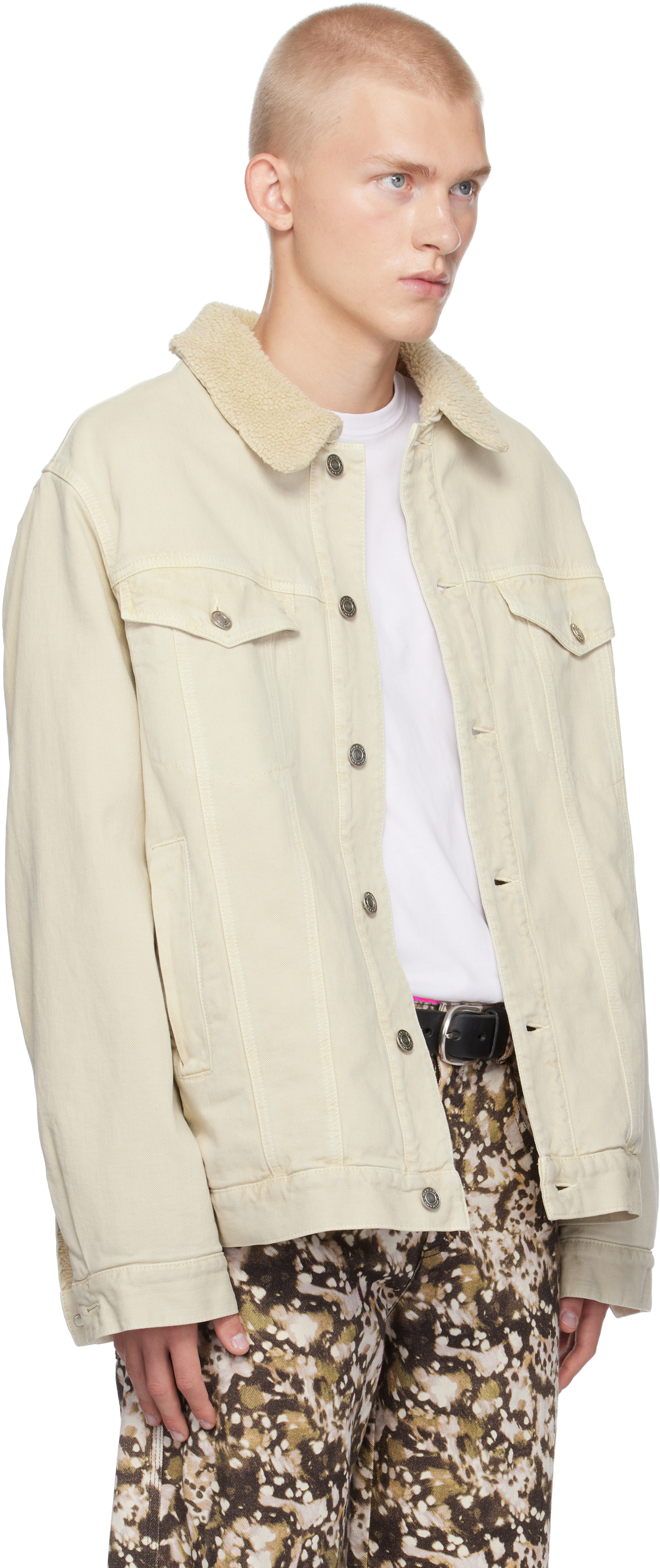 Isabel Marant Off-white Japao Faux-shearling Denim Jacket In Ecru C