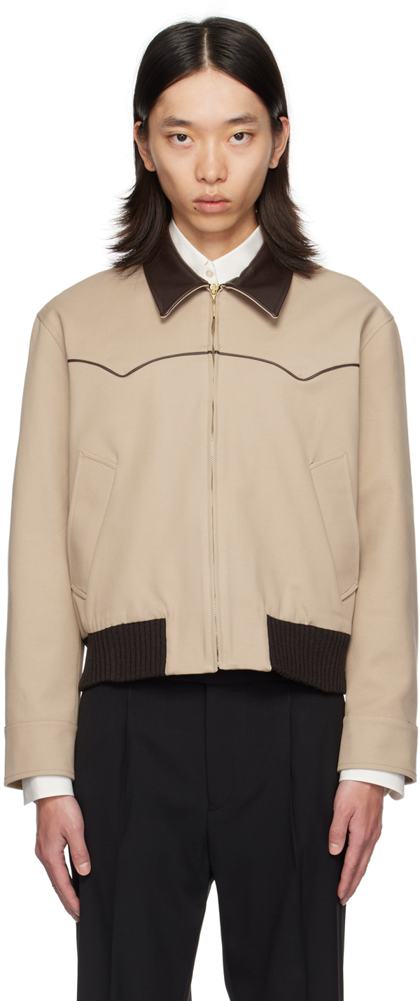 Beige Western Harrington Jacket