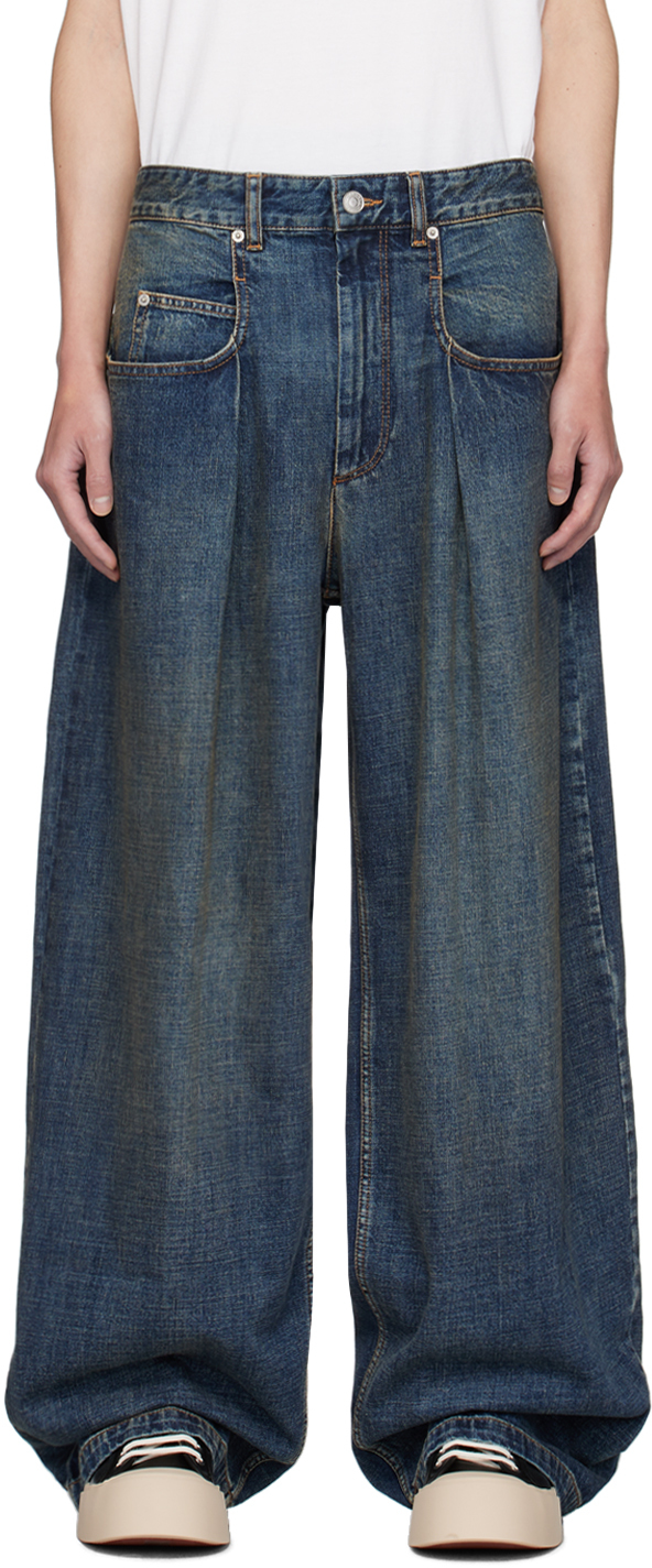 ISABEL MARANT BLUE JANAEL HIGH-RISE LOOSE-FIT JEANS 